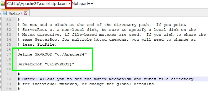 ServerRoot must be a valid directory fix
