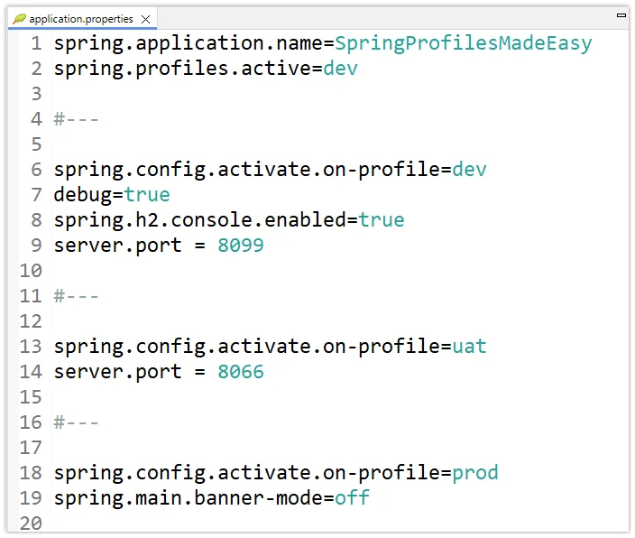 multiple Spring profiles in one application.properties file