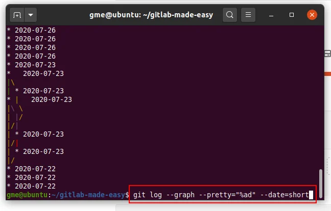 git log graph date