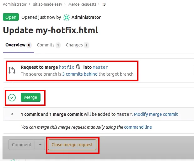 GitLab merge into master request