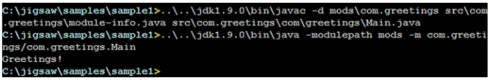 Figure 3. Commands used to compile and run sample1.