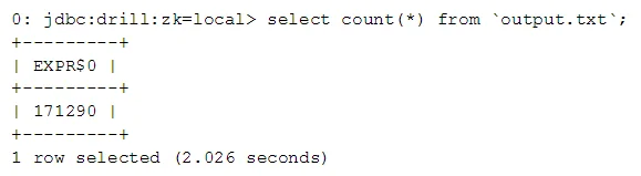 Drill select count(*) query