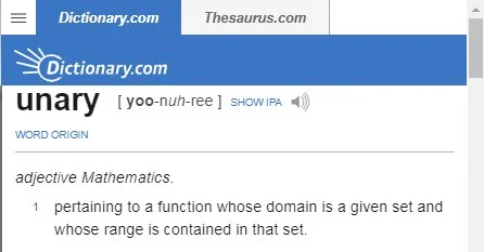 Definition of the term unary.