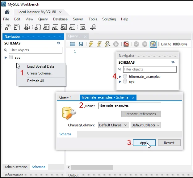 create MySQL schema