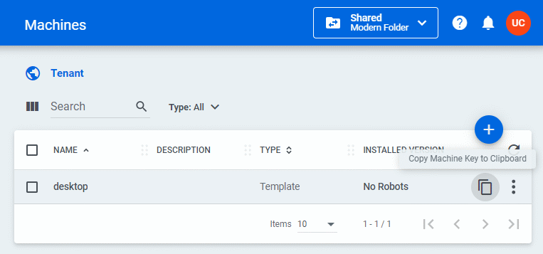UiPath machine key error