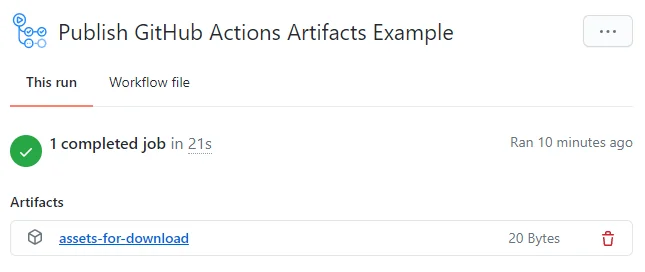 github action artifact