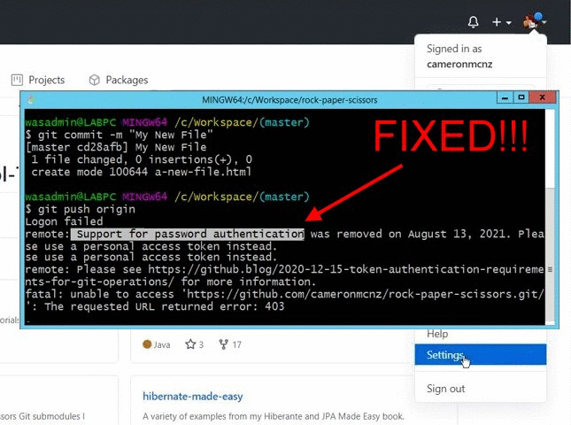 github password authentication removed
