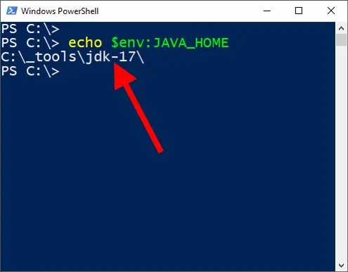 Echo JAVA_HOME on PowerShell