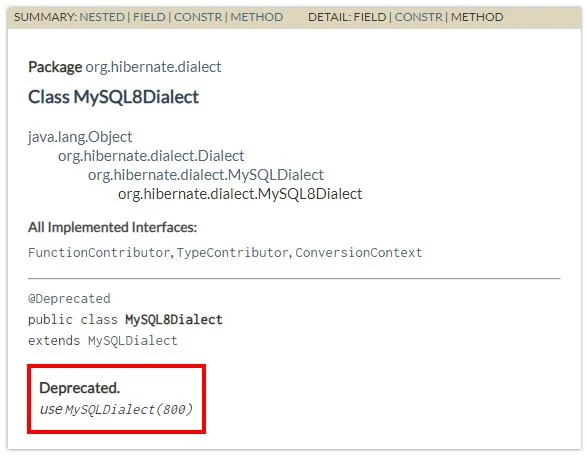 JPA MySQL Hibernate dialect