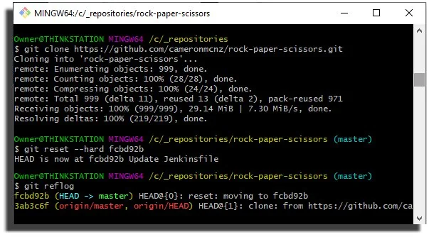 Reset a Git repository to a specific commit ID