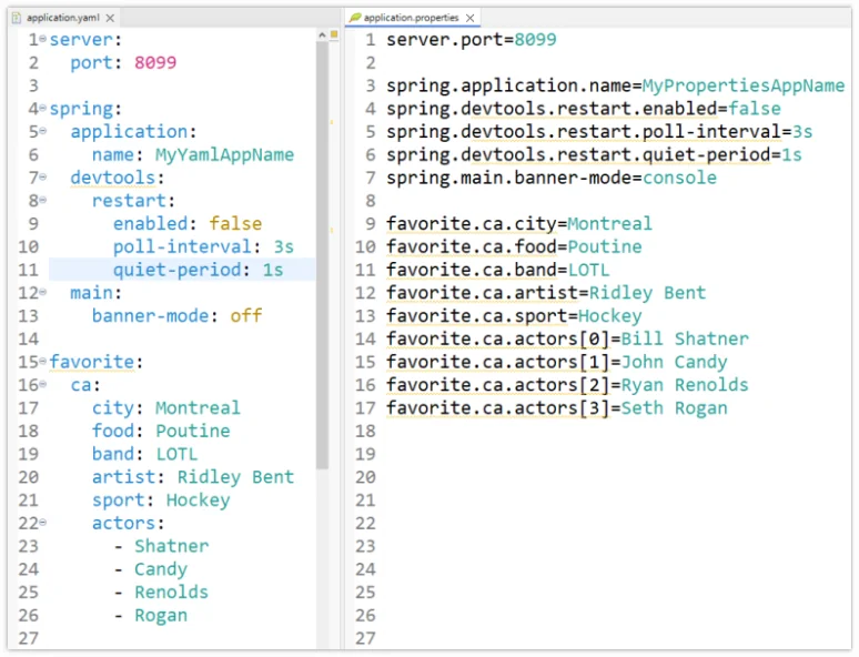 Spring Boot application.properties vs application.yml files