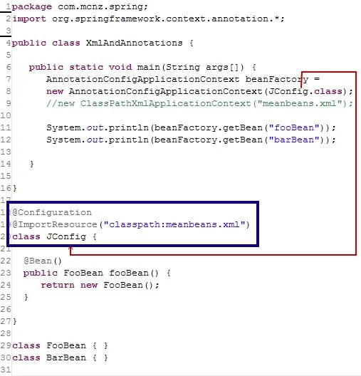 Spring 3 Annotation File with @ImportResources and @Configuration