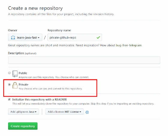 Private GitHub repository