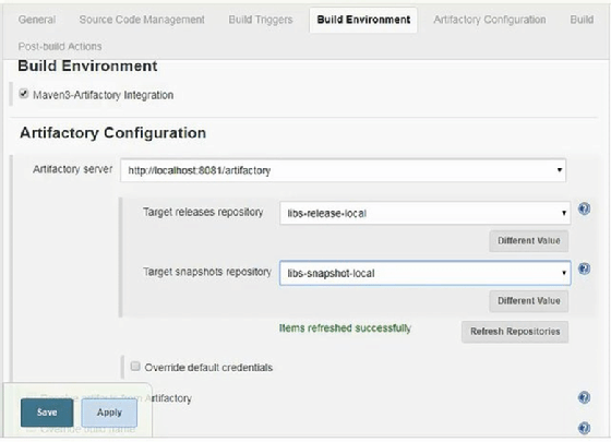 Jenkins Artifactory build settings