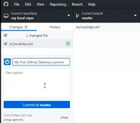 GitHub Desktop app commit