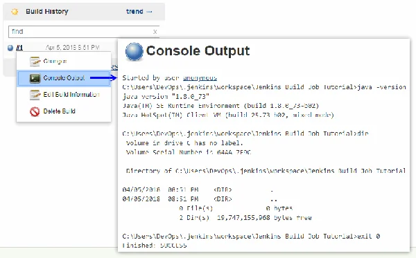 console output