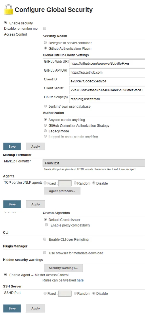 configure security