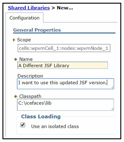 Configuring shared JSF libraries in WebSphere