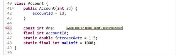 const in Java