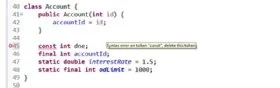 Java const keyword screenshot