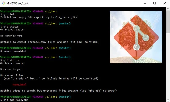 git status command example