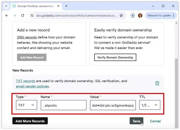 Bluesky handles, GoDaddy and custom domain names.