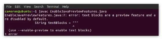 Java preview error