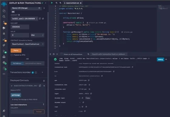 Screenshot of the Remix IDE.