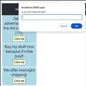 The result of overriding the Ad component click behavior.
