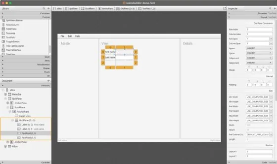 Screenshot of Scene Builder WYSIWYG editor.