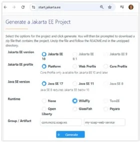 Eclipse Starter for Jakarta EE screenshot.
