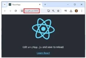 Screenshot of a React app run by a developer.